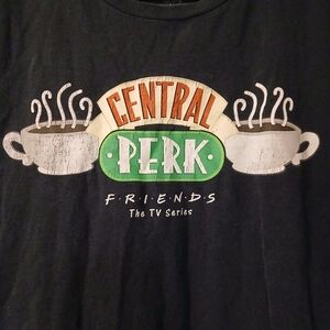 FRIENDS Central Perk Logo Tee - Black with Green & Orange Accents